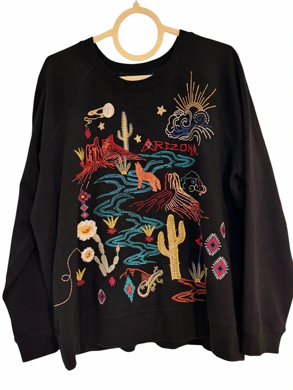 Johnny Was Route 66 Arizona Embroidered Bird  Sweatshirt - Picture 4 of 13